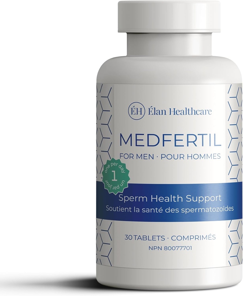 Medfertil for Men Natural Dietary Supplement for Hombres with Carnitine, Co-Q10, Selenium, Zinc, Vitamina C, E, B12, B9 (30 Tablets)