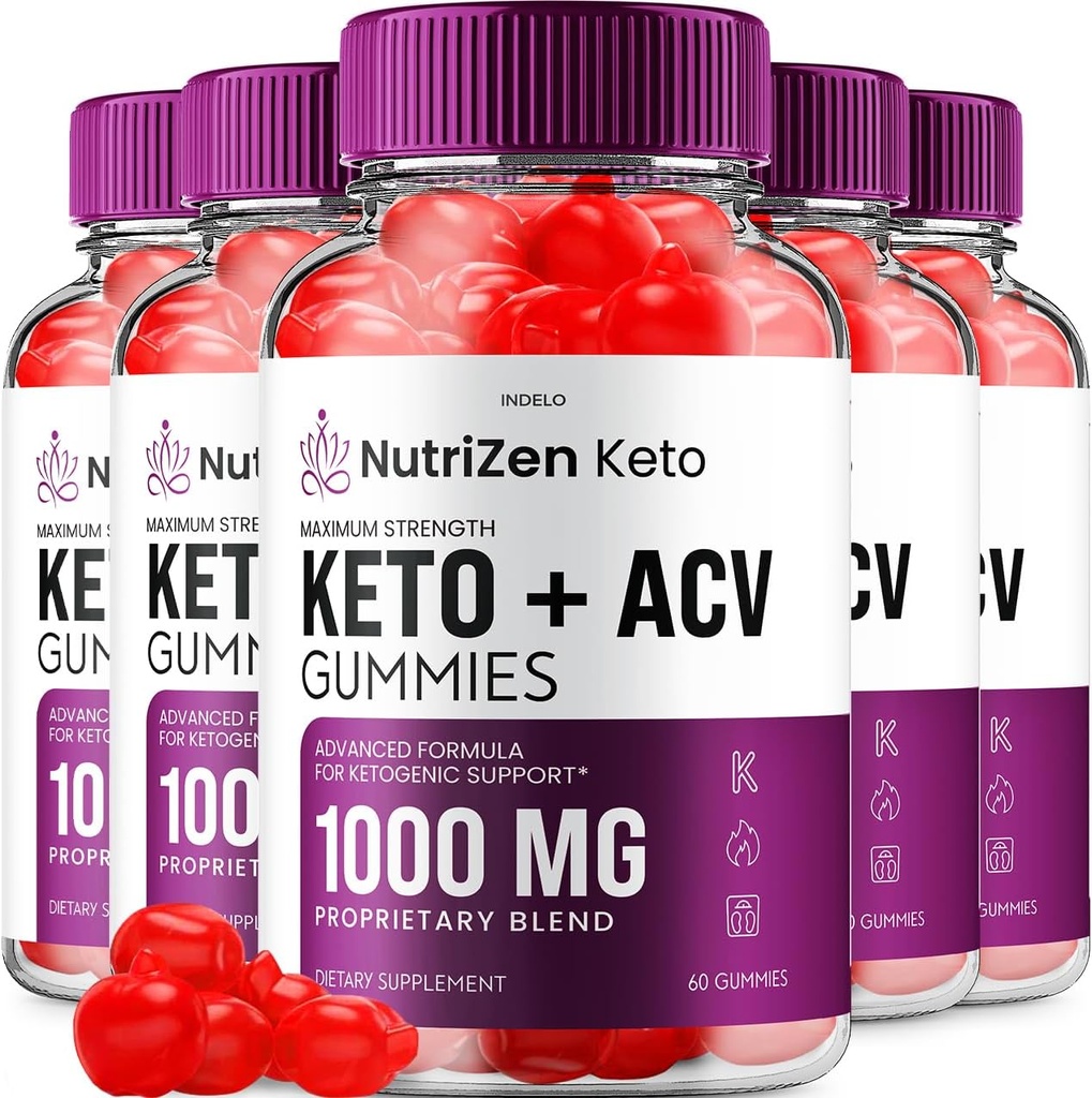 (5 Pack) NutriZen Keto ACV Gummies - Advanced Formula Nutri Zen Keto Plus ACV Gummies Apple Cider Vinegar Keto Nutrizen ACV Gummies Dietary Supplement Reviews Men Women (300 Gummies)