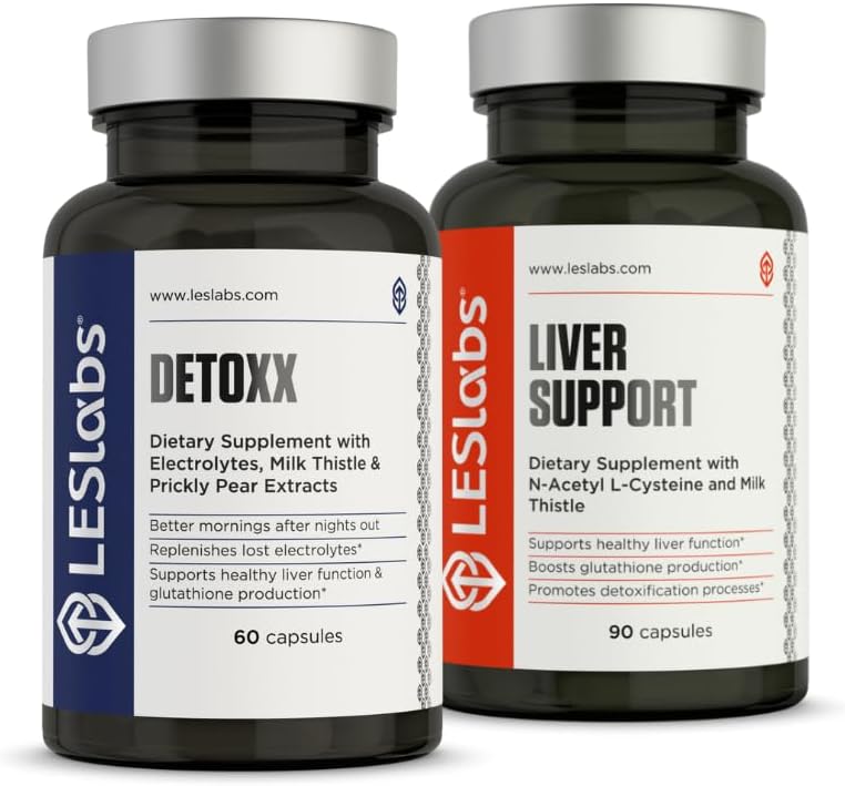 LES Labs Detoxx y Liver Support Duo- Bundle for Supporting Healthy Liver Function, glutathione Production, and detoxification