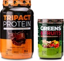 Nutrology TRIPACT Protein Powder, 7-in-1 Meal Replacement Shake, Creamy Chocolate (40 Servings) Greens & Fruits Powder-Naturally Sourced Superfood, Chocolate (30 Servings)