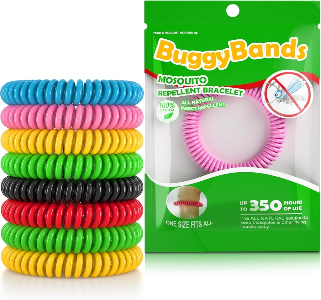 24 Pack Mosquito Repelente Pulseras, Bandas Repelentes Afiladas individualmente, DEET Free, Natural y Banda impermeable