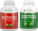 Rice de levadura roja 1200mg " Niacina + Curcumina orgánica 700mg " Bioperina que proporciona un 95% de Curcuminoides - 240 cápsulas vegetarianas