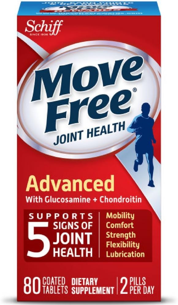 Move Free Advanced, 80 tablets - Joint Health Supplement with Glucosamine and Chondroitin (Pack of 8)