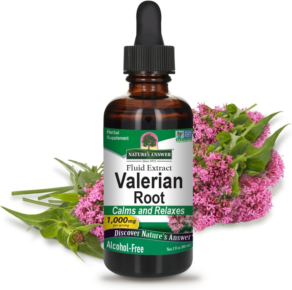 La respuesta de la naturaleza Valerian Root ← Promueve el sueño reparador calmas " calmas " viv Super Concentrated 1000mg ¦ Gluten-Free, Alcohol-Free, Kosher Certified " Vegan 2oz (Pack of 2)
