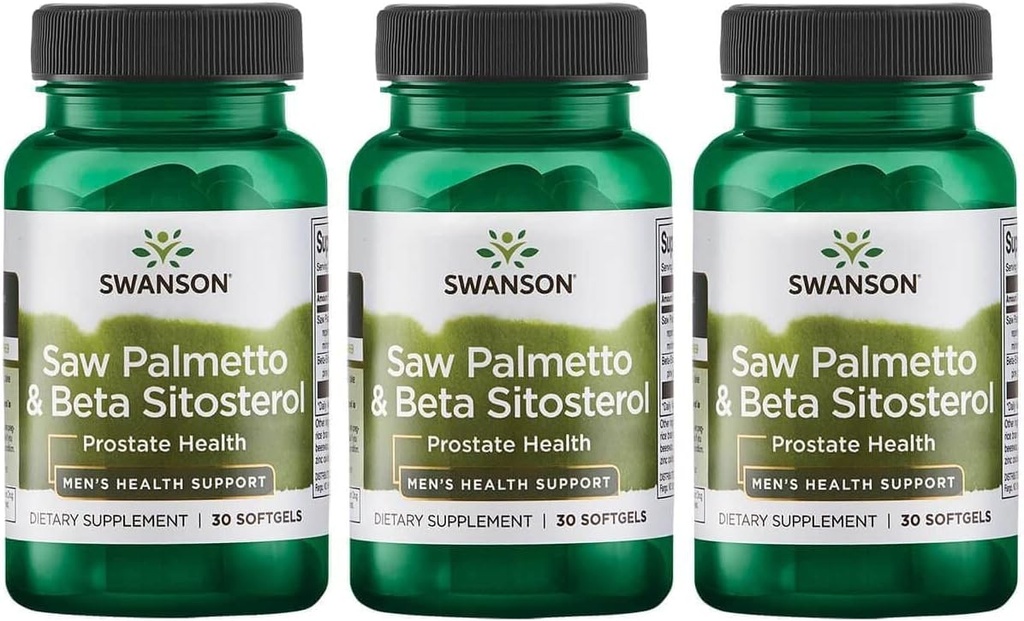 Swanson Saw Palmetto y Beta Sitosterol 30 Sgels (3 Pack)