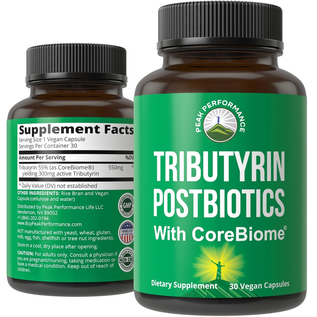 CoreBiome Tributyrin Suplemento postbiótico Testado clínicamente para Gut Health. Más eficaz que Sodium Butyrate Capsules. High Bioavailability Post Biotics for Digestive, Leaky Gut, Colon, Microbiome
