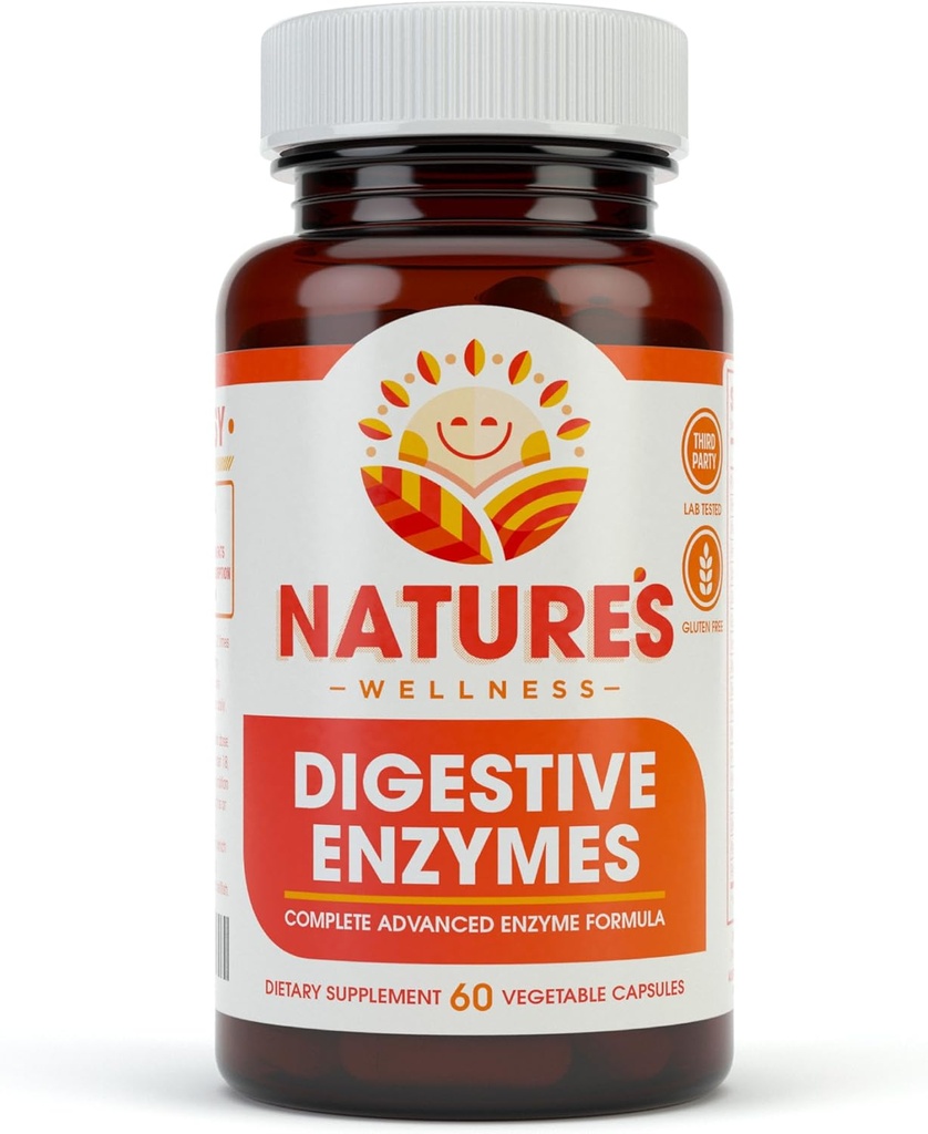 Enzimas digestivas completas - Suplemento multienzima avanzado para una mejor digestión " Absorción. Ayuda Alivio de gas, malestar, Bloating, IBS, Gluten " Lactose Intolerance