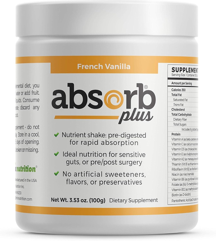 Isolate Protein - Suplemento dietético para mejorar la salud del Gut, apoyo nutricional adicional, no GMO, libre de gluten, libre de lactosa, libre de Casein (100 g, vainilla francesa)