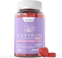 Saffron Supplements Gummies 100mg - 100% Puro Saffron Extract with Magnesium Glycinate, L-Theanine, Turmeric, Ashwagandha, Honey & Vitamin B Complex for Mood & Power, Antioxidant, Vitality - 60 Condes