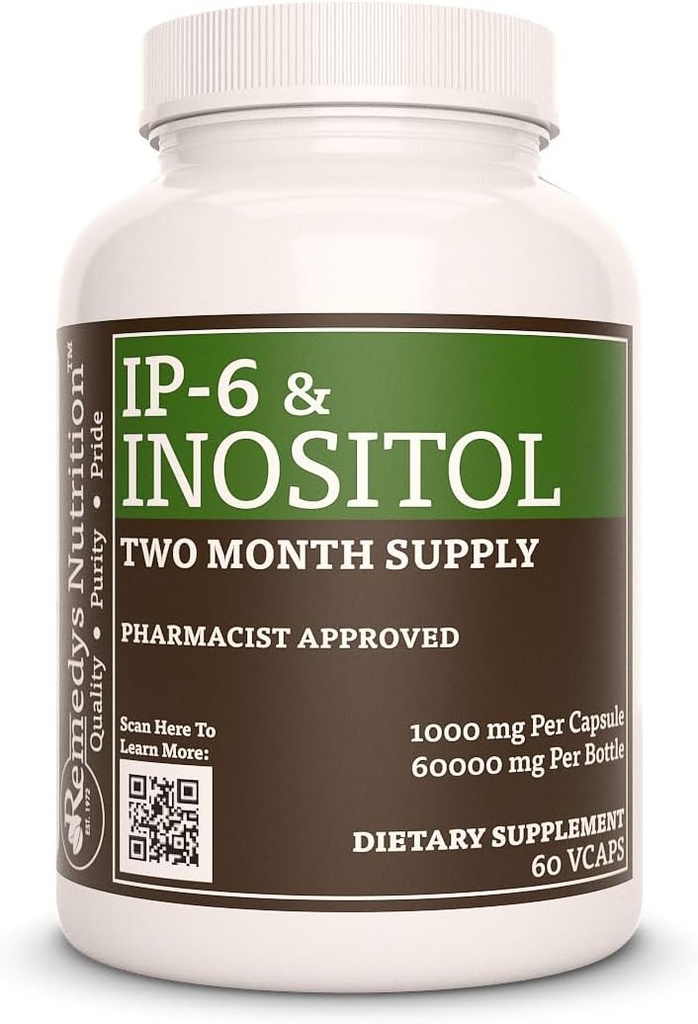 Nutrición de Remedy IP6 (hexafosfato) con Inositol, Calcio &amp; Magnesio TEN 1000 mg Suplemento dietético TEN Two Month Supply