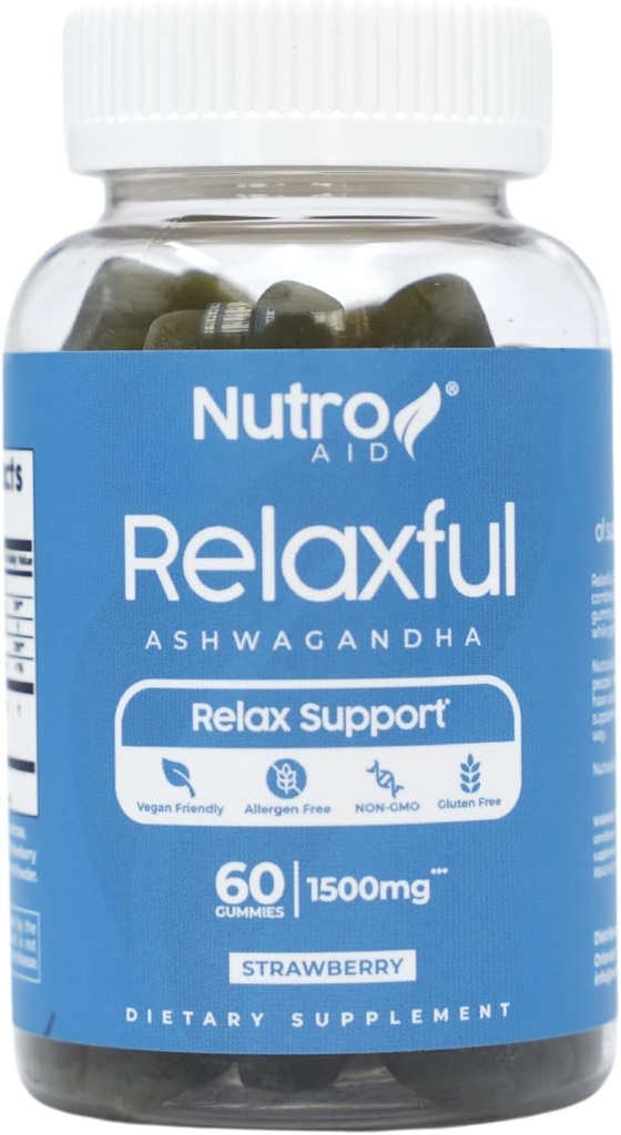 Ashwagandha Gummies - Relajando Calm Gummies - Gummy Vitaminas con sabor a fresa tropical - Ashwagandha Suplementos Extracto de raíz Herbal - Multivitamin Gummies para dormir - 60 Gummies