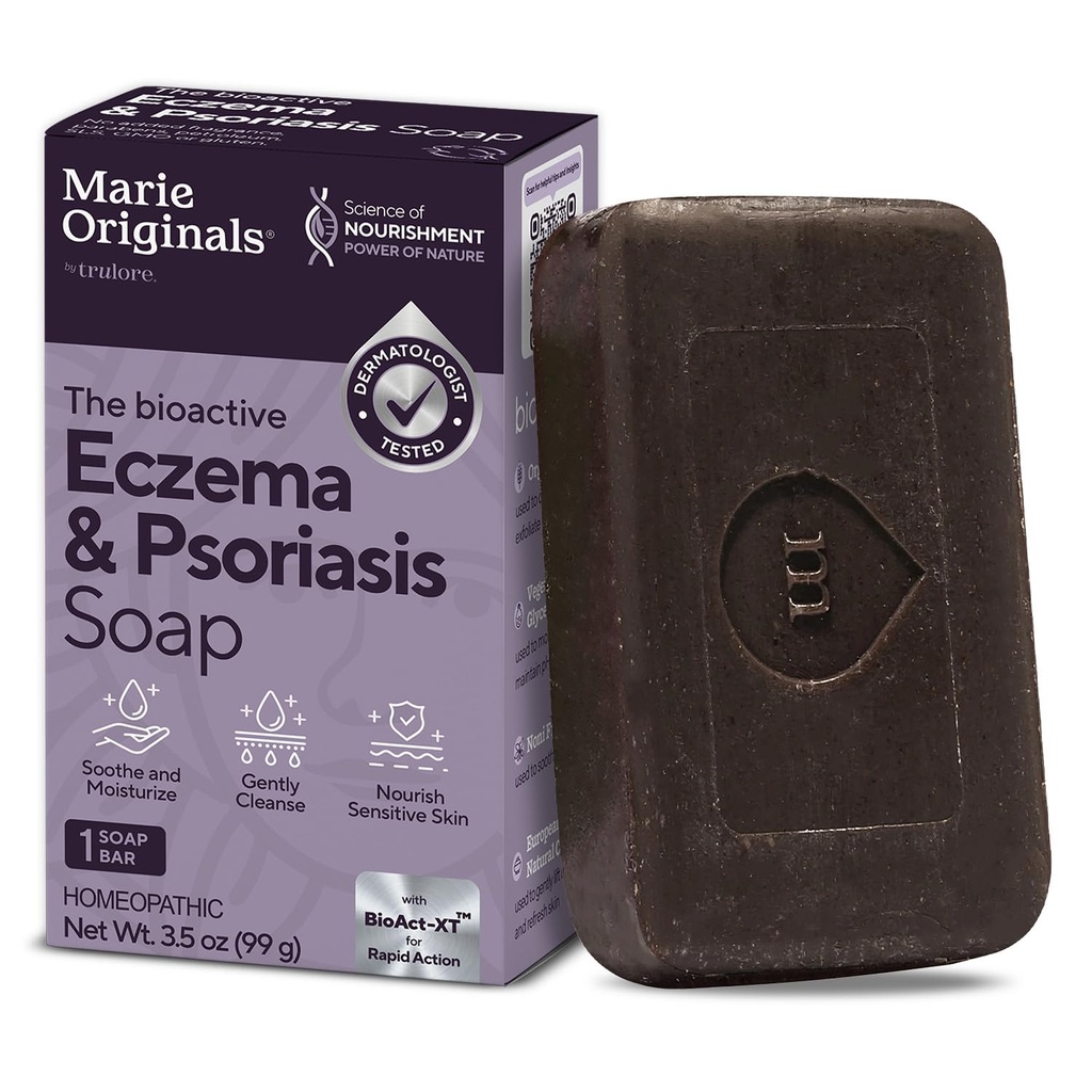 Marie Originals Eczema Face Soap Body Wash Bar – All Natural Psoriasis, Dermatitis Treatment for Dry Itchy Flaky Skin Relief – Gentle Detoxifying, Healing, Anti-Itch, Cleansing Skincare (Pack of 1)