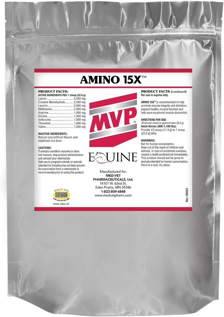 Amino 15X (3 lb) -Supports Healthy Muscle Function, Development and Repair in Horses