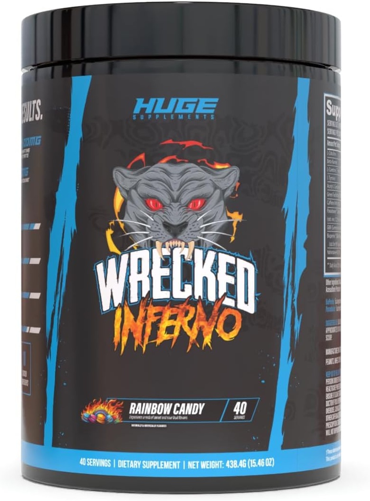Wrecked Inferno - Thermogenic Pre Workout For Men &amp; Women, Increase Energy, Boost Thermogenesis " Metabolism, Enhance Exercise Performance - Contiene L-Citrulline, L-Carnitine, Beta-Alanine " Más