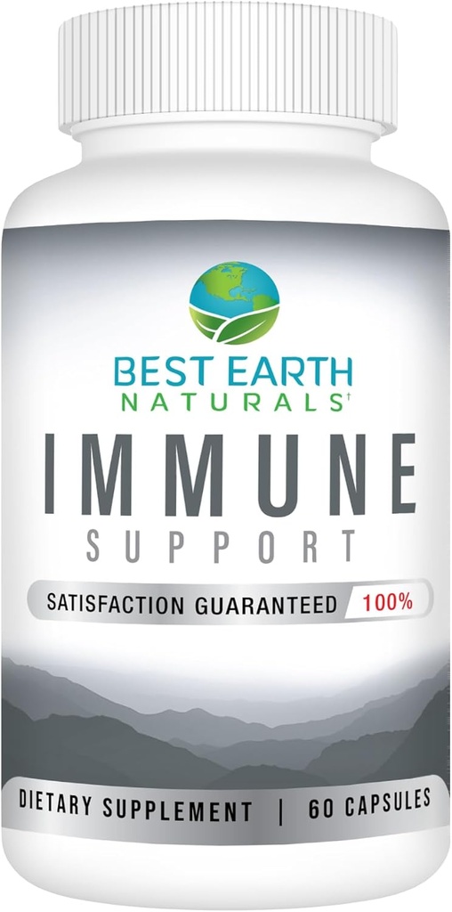 Best Earth Naturals Immune Support Supplement - Multi Vitamins for Adults with Vitamin C 30mg, Vitamin E 30 Iu, Turmeric, Mushroom, Garlic Supplement & More - 60 Capsules