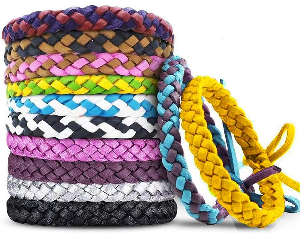 12 Pack Mosquito Repellent Pulseras, Insecto de piel de PU desgarrado individual &amp; Bandas de Wrist repelente de errores para niños &amp; adultos