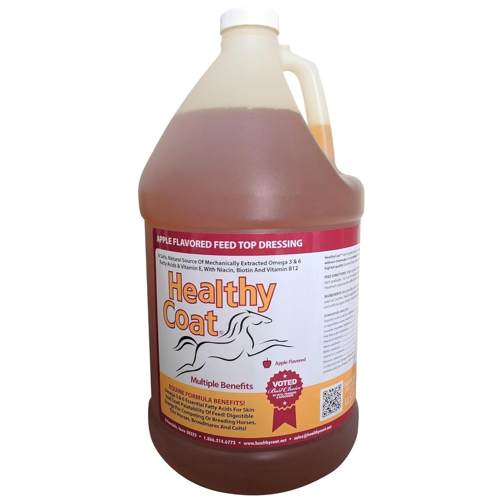Carne sana suplemento para caballos: Gallon. Skin, Coat, Body Condition, Performance, Allergies, Immune System, Hoof, Joint, Omega 3 &amp; 6 Fatty Acids.
