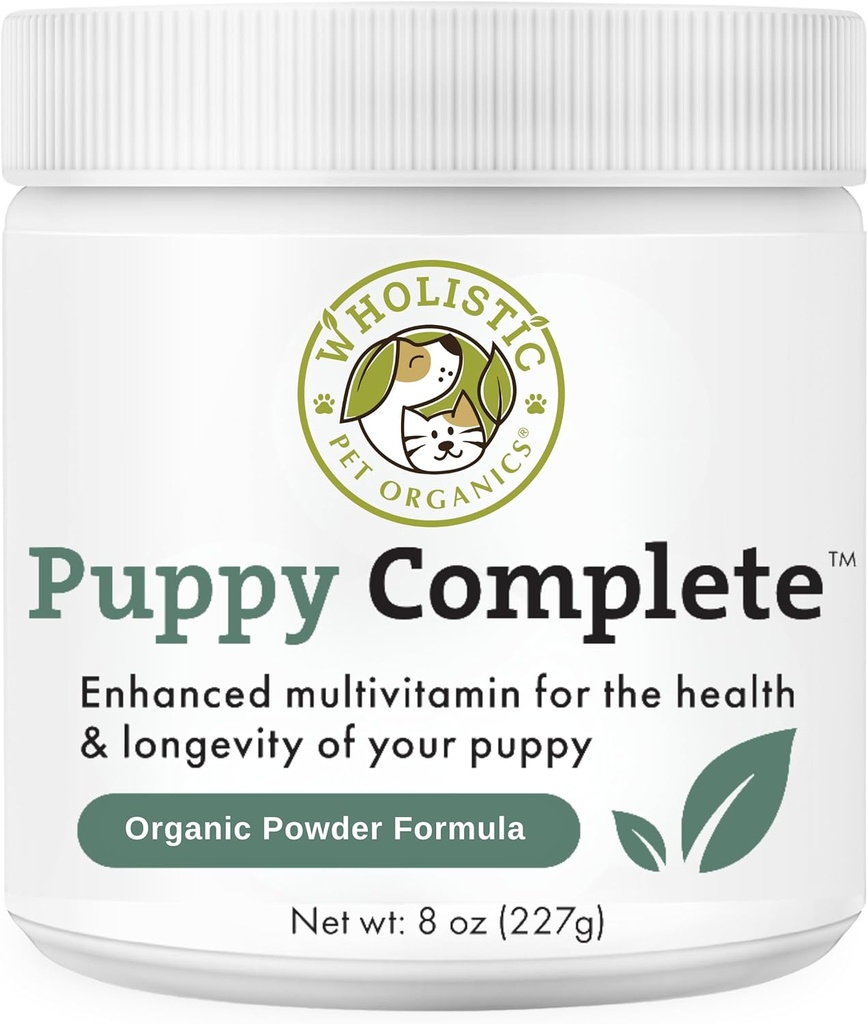 Wholistic Pet Organics Puppy Complete - Dog Multivitamin Powder - 8 Oz - Daily Dog Vitamins &amp; Suplementos para Homemade Food - Immune System, Skin, Coat &amp; Global Health - Small and Large Breed Puppies