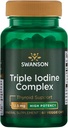 Swanson Triple Iodine Suplemento Complejo-Natural para el soporte de tiroides vitales Promotes Función metabólica, aumento de la producción de células de sangre roja, & Heart Health-(60 Veggie Capsules, 12.5 mg cada uno) 1 Pack