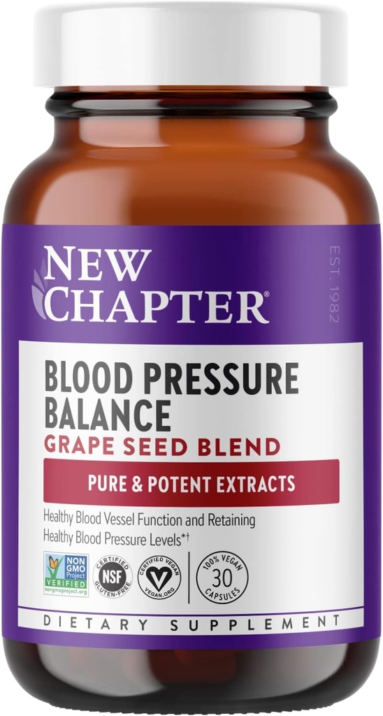 New Chapter Blood Pressure Supplement Take Care with Organic, Vegan Grapeseed + Black Currant + Non-GMO Ingredients, 30 Count