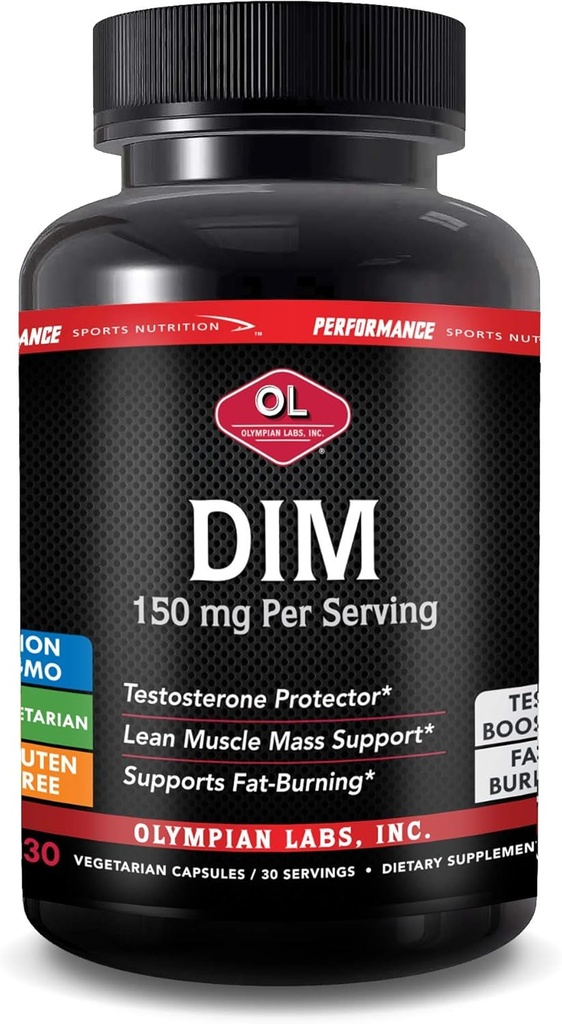 Olympian Labs DIM 150mg - DIM Diindolylmethane Supplement Capsules Supporting Hormone Balance, Clear Skin, PCOS, & Aid in Fitness Regimes - 30 Capsules (30 Day Supply)