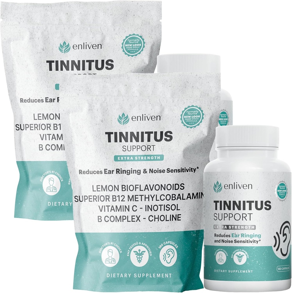Tinnitus Relief Pills for Ringing Ears " Ear Health ← Extra Strength Tinnitus Suplemento con Bioflavonoids, B12 " Inositol ← Apoyos Sleep, Focus " Auditory Clarity tención 60 Caplets ← 2 Pack