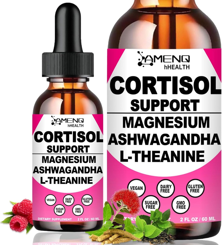 2 Pack Cortisol Supplements for Women, 17-in-1 Cortisol Calm Detox Reducer Manager w. Magnesium Ashwagandha Theanine, Cortisol Liquid Drops for Relax, Recess Mood &amp; Hormone Harmony, Cortisol Drink Mix