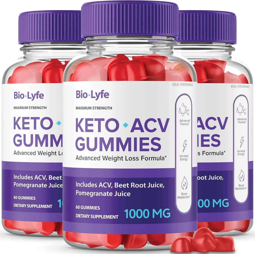 Biolyfe Keto + Gummies,BiolyfeKeto ACV Keto Suplemento Gummies - Fuerza máxima, Keto+ ACV Gummys, All Natural Support Formula Keto+ACV Fórmula avanzada, Biolyfe Keto Gummy Comentarios (3 Pack)