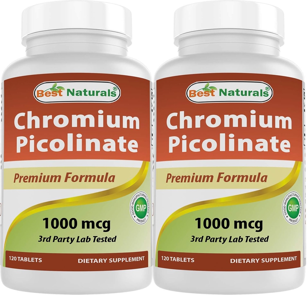 Best Naturals Chromium Picolinate 1000 mcg 120 Tablets (Pack of 2)