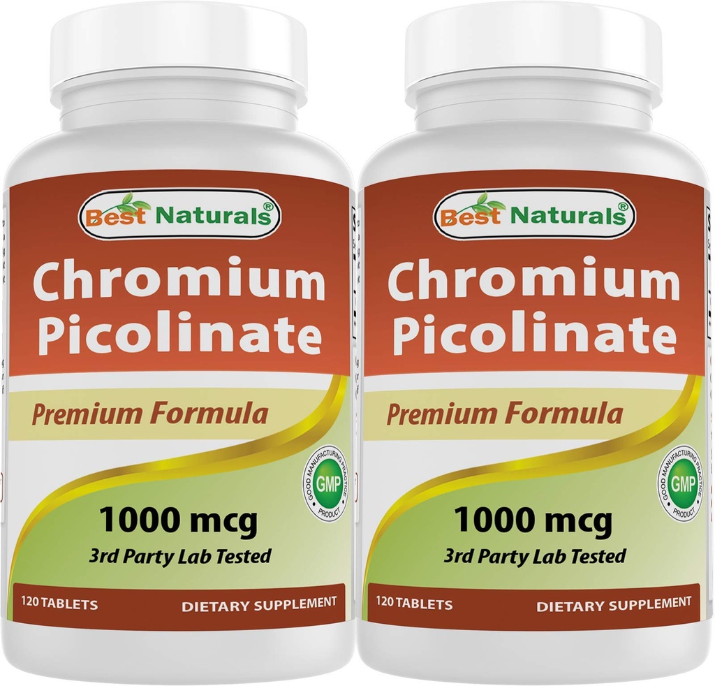 Mejores Naturales Chromium Picolinate 1000 mcg 120 Tablets (Pack of 2)