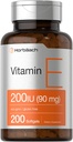 Horbäach Vitamina E Softgel Capsules 200 UI Silencio 90 mg Suplemento Silencio 200 Conde Silencio No GMO y Fórmula Libre Gluten