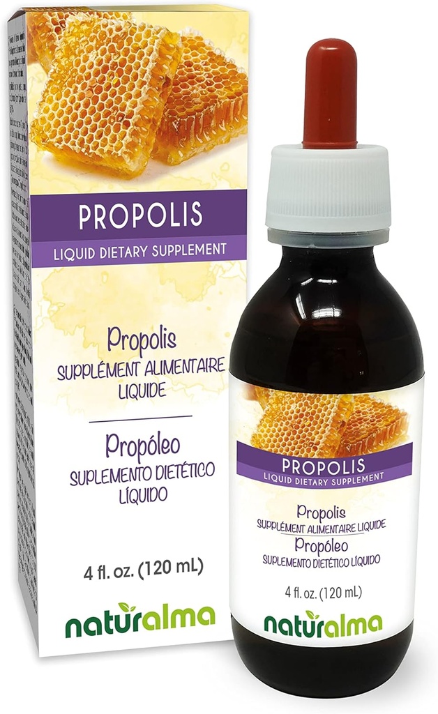 Naturalma Propolis (Propolis) Resina Tintura libre de alcohol - 4 fl oz Extracto líquido en gotas - Suplemento dietético