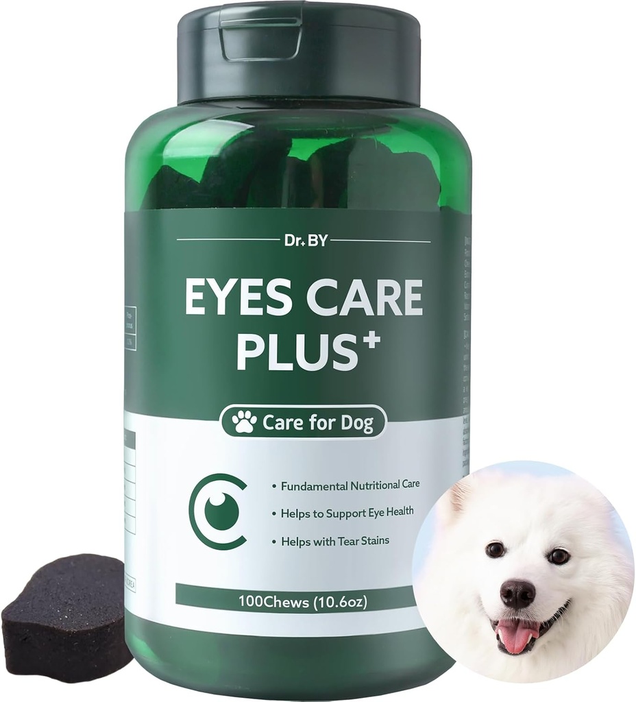 Dr.by Eyes Care Plus Dog Tear Suplement Eye Drops for Dogs Eye Health Support with Milk Thistle Lutein Beta Carotene - 100 Soft Chews
