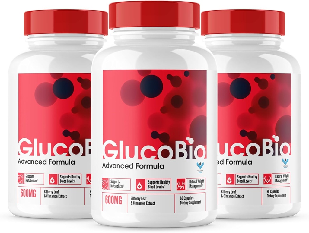 Glucobio Capsules, Gluco Bio Pills Advanced Formula, GlucoBio All Natural Ingredients, GlucaBio Maximum Strength, Glucbio, Glucobio Blood, Glucobio Support (180 caps)
