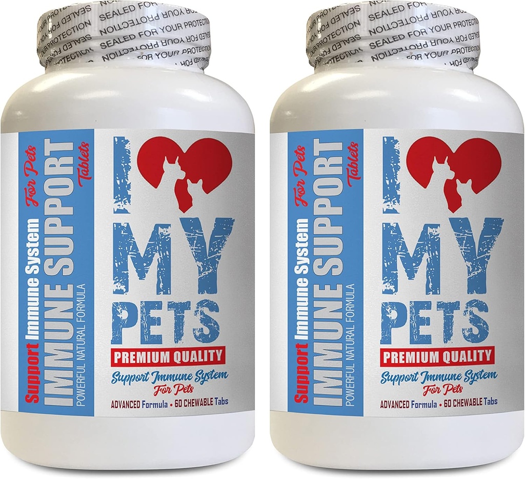 AMO MI PETS LLC gato Immune Suplemento - PET Immune Soporte - Perros y gatos - Booster - Saludable - Lions Mane para gato - 120 Treats (2 Botellas)