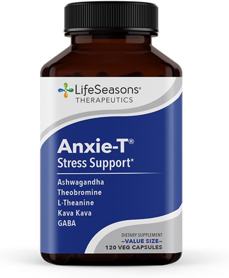 LifeSeasons Anxie-T with Rest-ZZZ - Supports Mood & Mental Focus - Feel Calm and Relaxed - Eases Tension & Nervousness - Ashwagandha, Kava Kava, GABA &amp; L-Theanine - 240 cápsulas