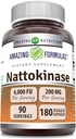 Fórmulas increíbles Nattokinase Suplemento dietético 100 mg Veggie Capsules Suplemento  vírgenes 2000 FU Enzyme Activity ← Non-GMO TEN Gluten Free TEN Made in USA (180 Conteo)