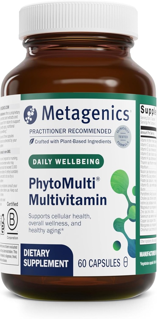 Medicamentos metagénicos PhytoMulti Multivitamínico - 20+ Vitaminas esenciales " Minerales con fitonutrientes - Apoyo al envejecimiento saludable, la salud celular, la energía " Función inmunológica - No GMO " Libre de gluten - 60 cápsulas