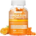 Magnesio Glycinate Gummies 1000mg, Alta Absorción Azúcar Suplemento de Potasio Libre de Magnesio para Relajación, Rescate al Estrés y Apoyo al Sueño para Adultos &amp; Niños - 90 Orange Gummies