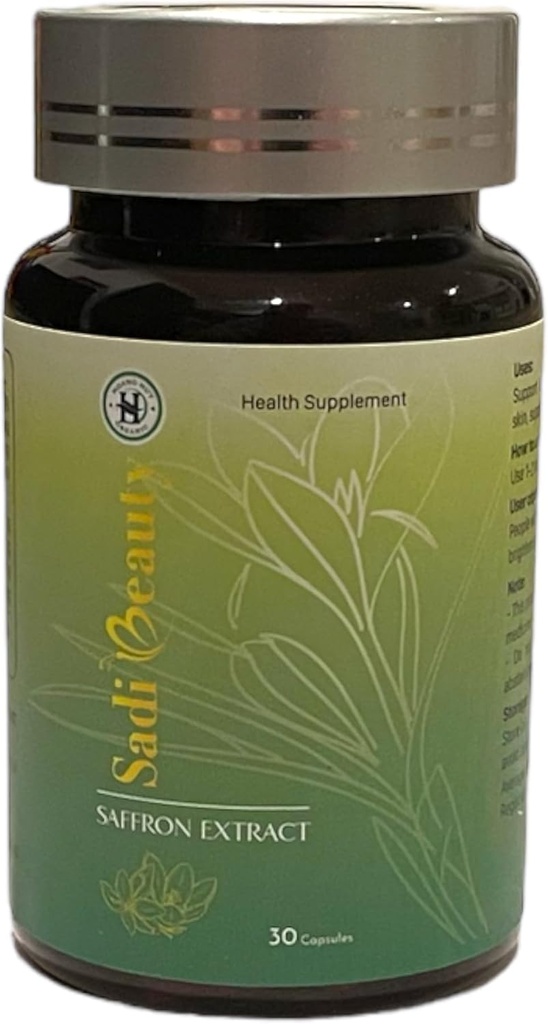 Saffron Extract Capsules con L-Glutathione, Vitamina C, Vitamina E; Brighten Skin Tone, Ayuda Melasma, Reducir manchas oscuras, Anti Aging 30 cápsulas