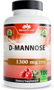 NaturaLife Labs Organic D-Mannose 1300 mg con extracto de arándano orgánico 100 mg por ser – 100 cápsulas – No GMO, sin gluten, Vegan
