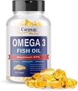 Omega 3 aceite de pescado 2.000 mg- grado farmacéutico. 1000 mg EPA 500mg DHA. Burpless Capsules con No Fishy Aftertaste. Todo Natural, Orgánica, No GMO, Gluten Gratis para Hombres &amp; Mujeres.