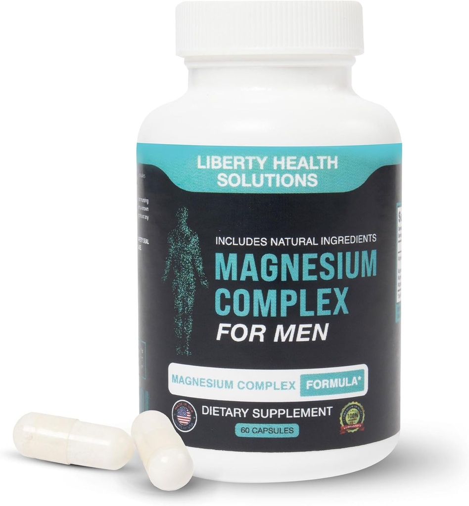Complejo de Magnesio para Hombres con Todos Ingredientes Naturales - Soporte Natural para Confort Digestivo y Regularidad - 60 Capsules
