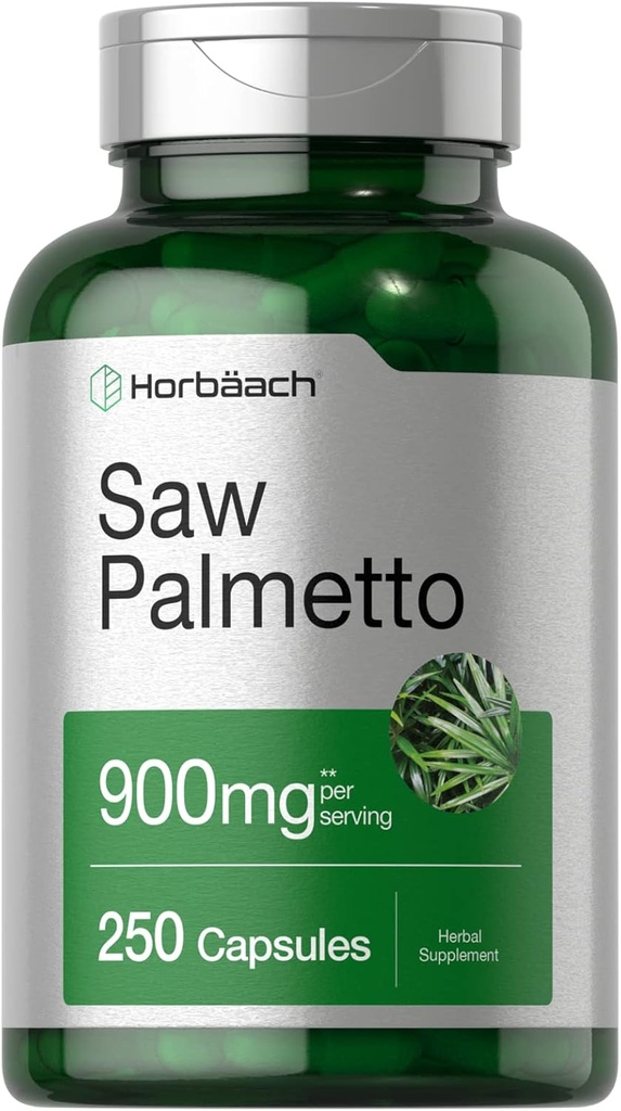 Horbäach Saw Palmetto Extract  900mg  250 Capsules ← Non-GMO y Gluten Free Formula ← Herb Supplement