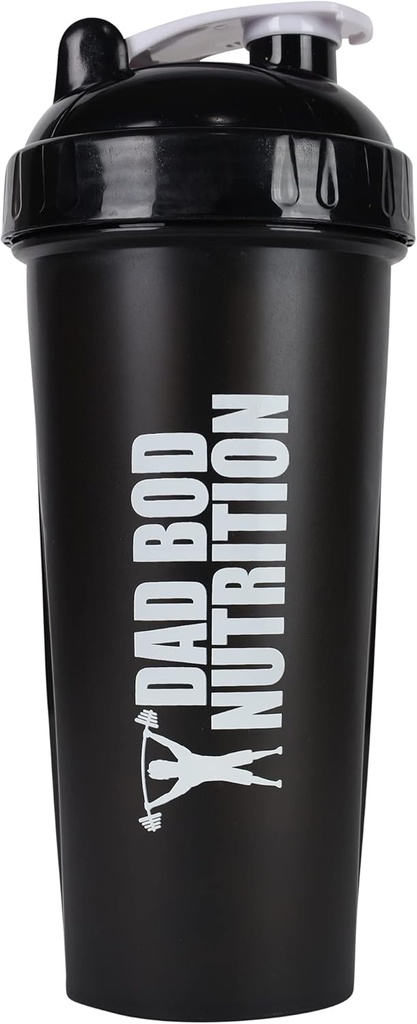 Papa Bod Nutrition Funny Protein Shaker Bottle 28 Ounce Water Cup (Black Lid)