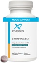 XYMOGEN 5-MTHF Plus B12 - Folato biológicamente activo + Metil B12 (Metilcobalamina) para apoyar la salud del sistema de metilación y Nervous - sabor de cereza de gran tamaño (60 Tabletas de resolución rápida)