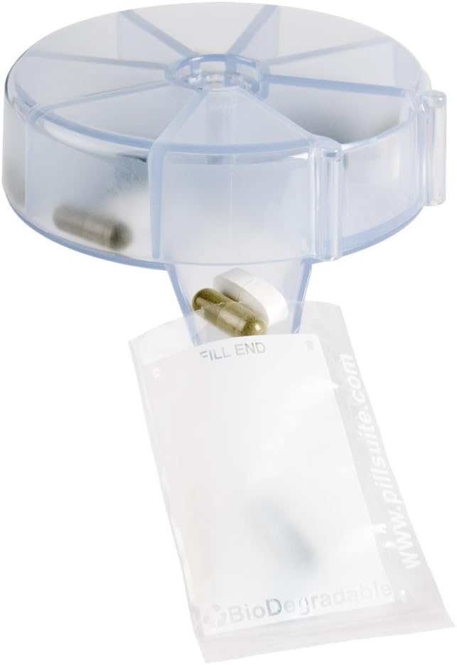 EZY DOSE Pill Sorter, Organizador, Vitamina y Medicina Packaging System for Travel, Easy-Tear Pill Pouches, BPA Free