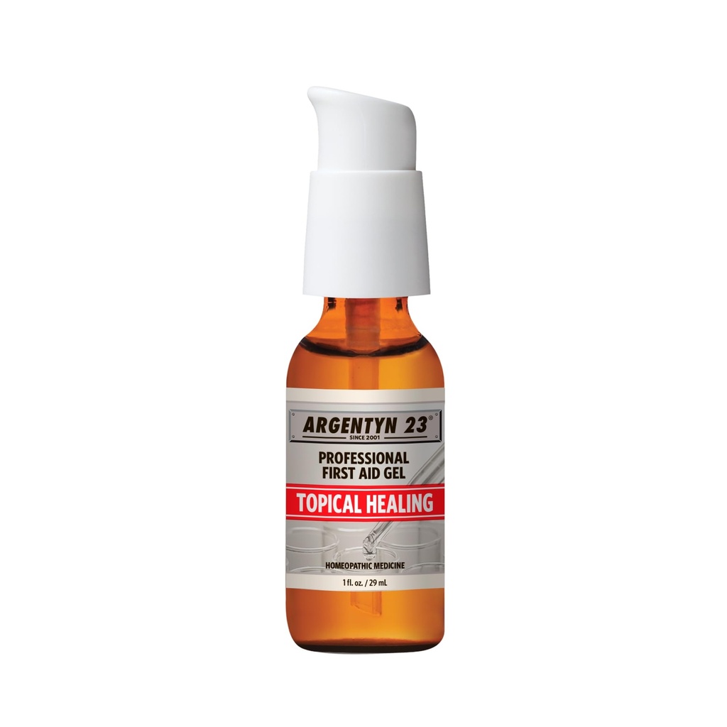 Argentyn 23 Professional Silver First Aid Gel - Argentum Metallicum Gel Wound Care Support, Topical Skin Care for Soothing Support with Convenient Pump - 1 fl oz (30 mL)