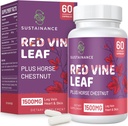 Red Vine Leaf Extracto 1400mg &amp; Caballo Chestnut Extracto 100mg Suplemento Dieta para Leg, Veinte, Circulación, Corazón, Piel (60 cápsulas)