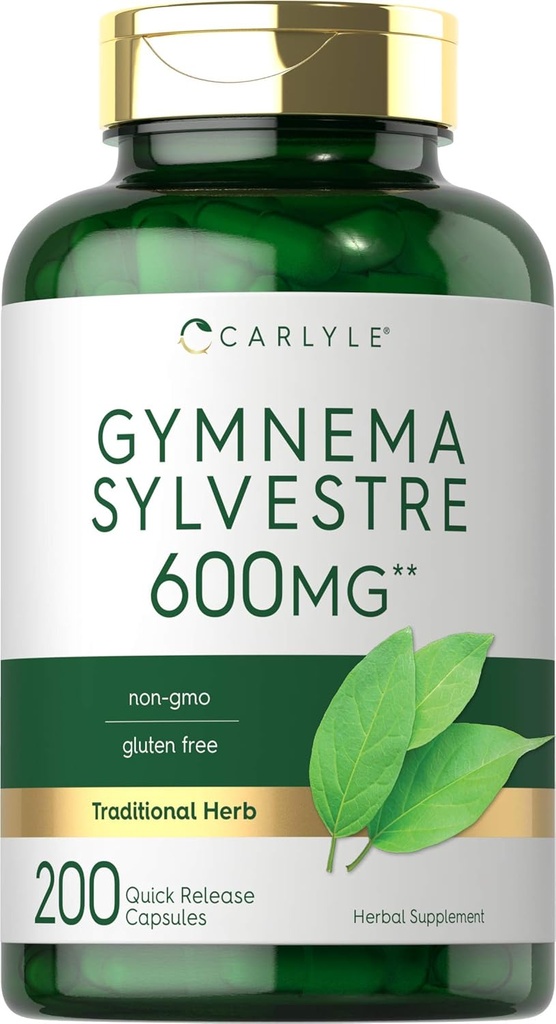 Carlyle Gymnema Sylvestre Capsules TEN 600mg ANTE 200 Conde ← No GMO y Gluten Suplemento gratuito